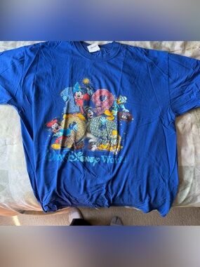Vintage  Disney World Mickey Mouse & Friends  Blue Graphic T-Shirt from 1999